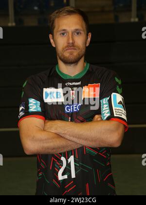 Handballspieler Albin Lagergren SC Magdeburg HBL Liqui Moly Handball Bundesliga Saison 2023-24 Stockfoto