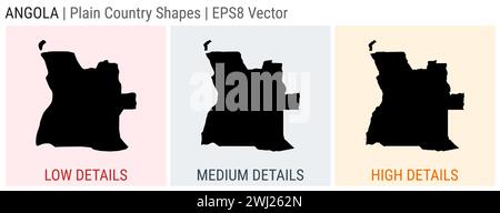 Angola - einfache Landform. Detaillierte Karten von Angola mit niedrigen, mittleren und hohen Details. EPS8 Vektordarstellung. Stock Vektor