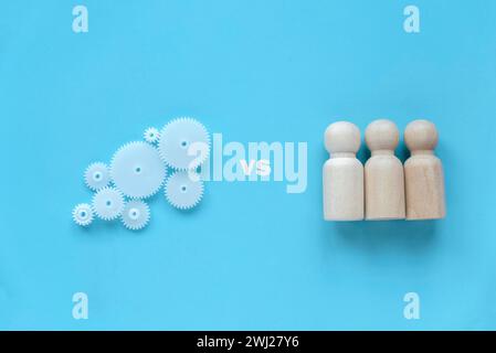 Mensch vs. Maschinenkonzept. Stockfoto