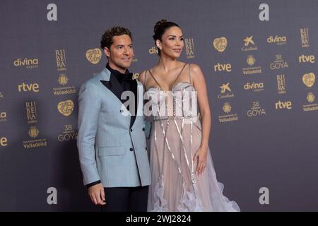 Madrid, Spanien. Februar 2024. David Bisbal und Rosanna Zanetti nehmen am Fotobesuch „The Red Carpet at the Goya Awards 2024“ in Feria de Valladolid Teil. Quelle: SOPA Images Limited/Alamy Live News Stockfoto