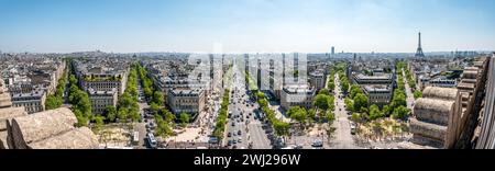 Panoramablick vom Arc de Triomphe Südosten Stockfoto