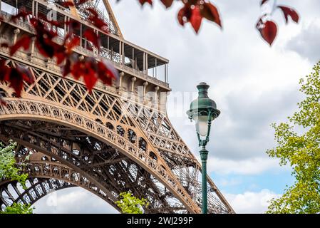 Blick auf den Eiffelturm im Sommer, Paris Stockfoto