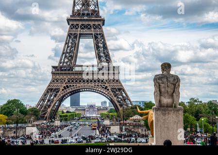 Blick auf den Eiffelturm von Trocadero Stockfoto