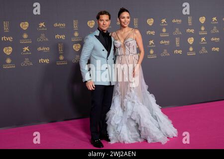 Madrid, Spanien. Februar 2024. David Bisbal und Rosanna Zanetti nehmen am Fotobesuch „The Red Carpet at the Goya Awards 2024“ in Feria de Valladolid Teil. Quelle: SOPA Images Limited/Alamy Live News Stockfoto