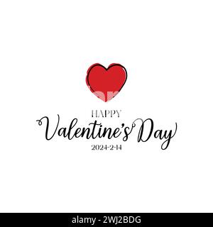 Flache Grußkarte zum Valentinstag Stock Vektor