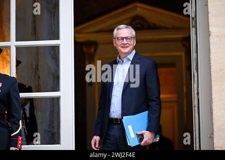 Bruno Le Maire während eines Ministerseminar mit dem französischen Premierminister am 10. Februar 2024 im Hotel Matignon in Paris. Stockfoto