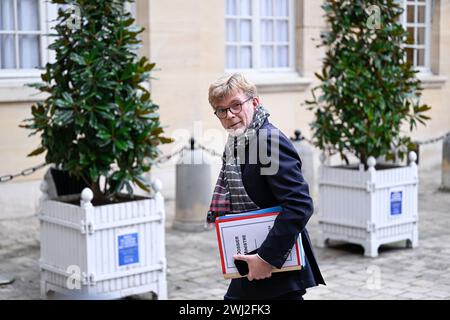 Marc Fesneau während eines „Arbeitsseminars“ mit dem französischen Premierminister im Hotel Matignon am 10. Februar 2024 in Paris. Stockfoto