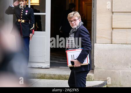 Marc Fesneau während eines „Arbeitsseminars“ mit dem französischen Premierminister im Hotel Matignon am 10. Februar 2024 in Paris. Stockfoto