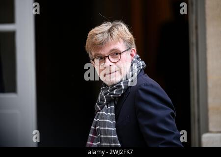 Marc Fesneau während eines „Arbeitsseminars“ mit dem französischen Premierminister im Hotel Matignon am 10. Februar 2024 in Paris. Stockfoto