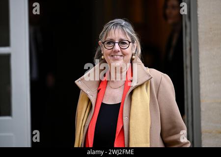 Sylvie Retailleau während eines „Arbeitsseminars“ mit dem französischen Premierminister im Hotel Matignon am 10. Februar 2024 in Paris. Stockfoto