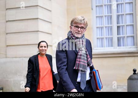 Paris, Frankreich. Februar 2024. Marc Fesneau während eines „Arbeitsseminars“ mit dem französischen Premierminister im Hotel Matignon am 10. Februar 2024 in Paris. Quelle: Victor Joly/Alamy Live News Stockfoto