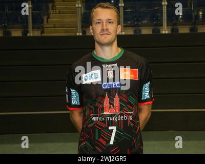 Handballspieler Felix Claar SC Magdeburg HBL Liqui Moly Handball Bundesliga Saison 2023-24 Stockfoto