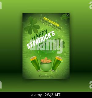 Happy Saint Patrick's Day Vorlage Design. Vektor-Illustration des Logotyps Happy Saint Patrick's Day. Handgezeichnetes irisches Festdesign. Stock Vektor