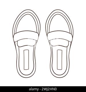 Loafers Schuhe, Freizeitschuhe für Mann und Frau. Line-Art-Symbol, Logo für Schuhgeschäft. Vektorillustration auf weißem Hintergrund isoliert. Stock Vektor