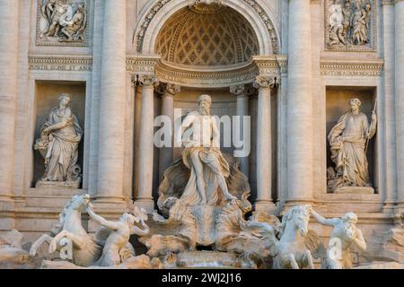 Detail der Trevi-Brunnen in Rom, Italien Stockfoto