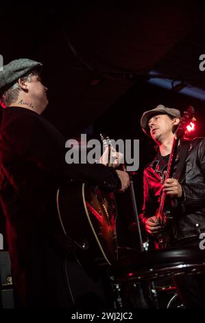 Southampton, Großbritannien. Februar 2024. Libertines Peter Doherty und Carl Barat spielen einen akustischen Aufwärmkonzert in den Engine Rooms und werben für ihr Album All Quiet on the Eastern Esplanade. Cristina Massei/Alamy Live News Stockfoto