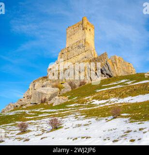 Das Schloss von Atienza, Guadalajara, Castilla la Mancha, Spanien. Stockfoto