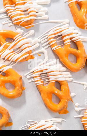 Pretzel Twist Mit Schokoladenüberzogene Gourmet-Spezialitäten Stockfoto