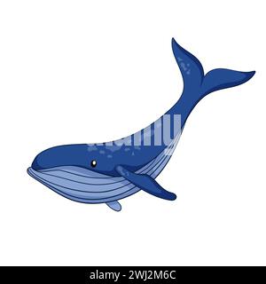 Wal-Cartoon-Illustration im Cartoon-Stil. Unterwassertiere. Vektorillustration auf weißem Hintergrund isoliert. Stock Vektor