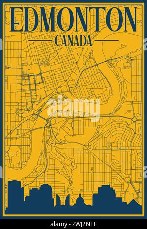 Straßennetz und Skyline-Poster der Innenstadt von EDMONTON, KANADA Stock Vektor