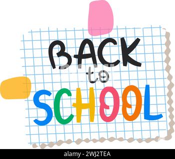 Zurück zur Schule Text auf karierter Papier-Vektor-Illustration Stock Vektor