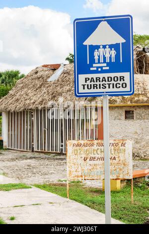 Merida Mexico, Dzibilchaltun, Schild Symbol, Touristenattraktion, Wasserstraße, mexikanisches Hispanisch lateinamerikanisches Latino, Spanisch sprechende Sprache, Yucatan Halbinsel, Stockfoto