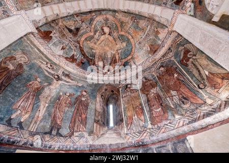 Gotische Gemälde, Apse, Kirche San Martín de Tours, Gazeo, Álava, Spanien, Europa Stockfoto