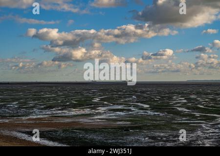 Boote und Schlammgebiete in Leigh on Sea an der Themse Stockfoto