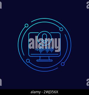 Symbol für Spracherkennung, lineares Design Stock Vektor