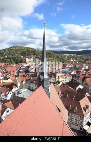 Blick von der Kirche St. Georg in Schmalkalden Stockfoto