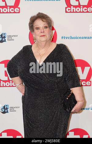 Anne Hegerty nahm an den TV Choice Awards im London Hilton on Park Lane Teil. Bilddatum: Montag, 12. Februar 2024. Stockfoto