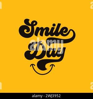 World Smile Day Retro Stil Vektor Typografie Illustration. „Smile Day“-Grußkarte mit Schriftzug und Smile-Schild. Stock Vektor