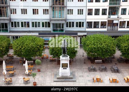 Gutenberg-Denkmal. Statue von Johannes Gutenberg in Mainz, Rheinland-Pfalz, Deutschland. Stockfoto