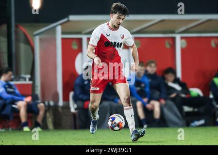 Utrecht, Niederlande. Februar 2024. UTRECHT, 12.02.2024, Zoudenbalch, Keuken Kampioen Divisie, niederländischer Fußball, Staffel 2023/2024, während des Spiels Jong Utrecht - Jong AZ, Jong FC Utrecht Spieler Wessel Kooy Credit: Pro Shots/Alamy Live News Stockfoto