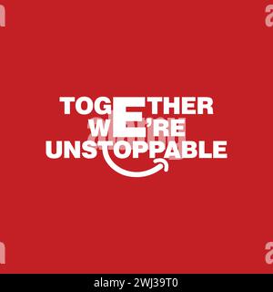 Gemeinsam sind wir eine unaufhaltsame T-Shirt-Designidee für den Freundschaftstag. Happy Friendship Day Text, Banner, Poster. Stock Vektor