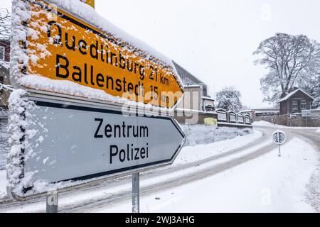 Wintereindrücke aus Harzgerode im Harz Stockfoto