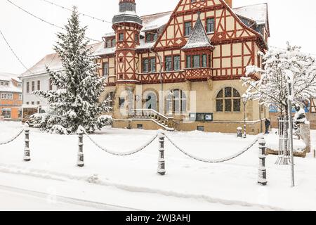 Wintereindrücke aus Harzgerode im Harz Stockfoto