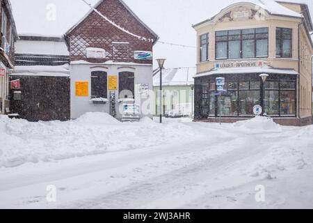 Wintereindrücke aus Harzgerode im Harz Stockfoto