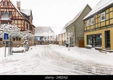 Wintereindrücke aus Harzgerode im Harz Stockfoto