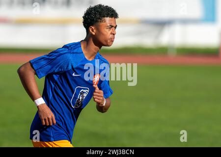 Albufeira, Portugal. Februar 2024. Shane Kluivert aus den Niederlanden während des Algarve Cup-Spiels zwischen Portugal U17 und den Niederlande U17 am 10. Februar 2024 in Albufeira, Portugal Credit: Orange Pics BV/Alamy Live News Stockfoto