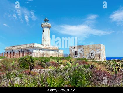 Capo Murro di Porco Leuchtturm, Syrakus, Sizilien, Italien Stockfoto