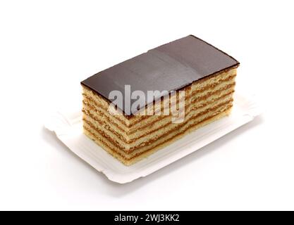 Prinz Regent Kuchen, dünne Schichten Kekse mit Schokolade Stockfoto