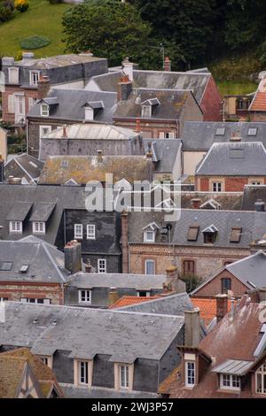 Hausdach in Falaise d'Amont Etretat City Normandie Frankreich Europa Stockfoto