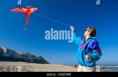 Kiteflying, Dee River State Park, Lincoln City, Oregon Stockfoto