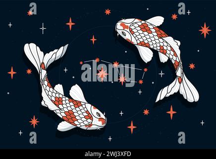 Koi-Fische mit Sternenvektorkonzept Stock Vektor