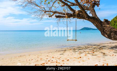 Koh Samet Island Rayong Thailand, weißer tropischer Strand von Samed Island mit einem türkisfarbenen Ozean Stockfoto