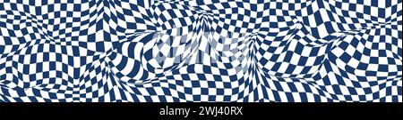 Abstrakter Hintergrund mit fließenden Wellenlinien in Blau und weiß. Dynamisches Muster und fließende Ästhetik. Illustration des flachen Vektors isoliert auf weiß Stock Vektor