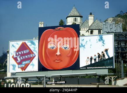 Lynyrd Skynyrd, Musik, Gruppe, Rock and Roll, Rock, Reklametafeln, Werbung, Sunset Strip, West Hollywood, Los Angeles, Kalifornien, USA, 1975 Stockfoto