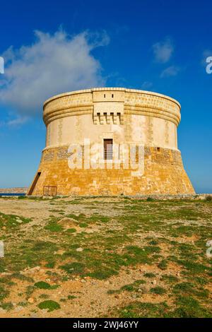 Torre de Fornells (s.XVIII). Bahia de Fornells.Menorca.Illes Balears.EspaÃ±a. Stockfoto