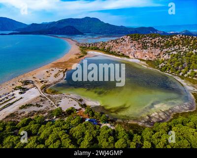 Luftaufnahme des Iztuzu-Strandes in der Nähe von Dalyan in der Provinz Mugla Stockfoto